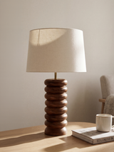Bonita Cotton Lampshade with Sculptural Mango Wood Base