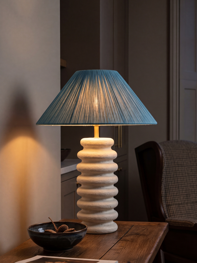 Luisa Raffia Lampshade with Sora Paper Mache Base
