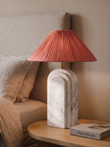 Charlotte Raffia Lampshade with Geometric Marble Base