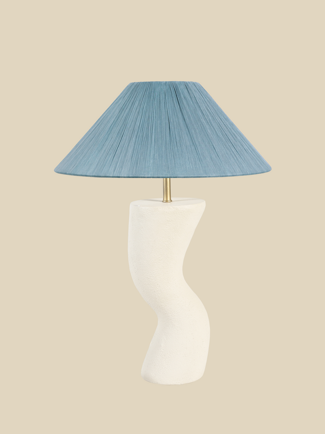 Luisa Raffia Lampshade with Miru Paper Mache Sculptural Lamp Base