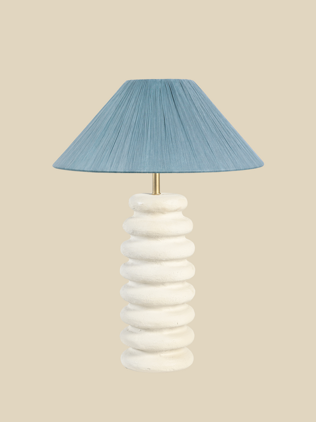 Luisa Raffia Lampshade with Sora Paper Mache Sculptural Lamp Base