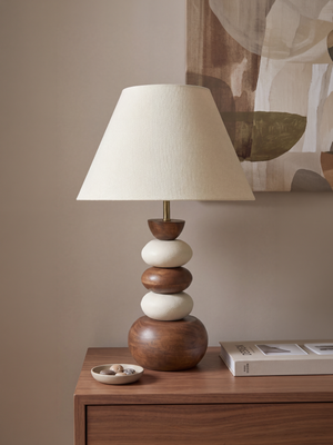 Virginia Cotton Lampshade with Pebble Base