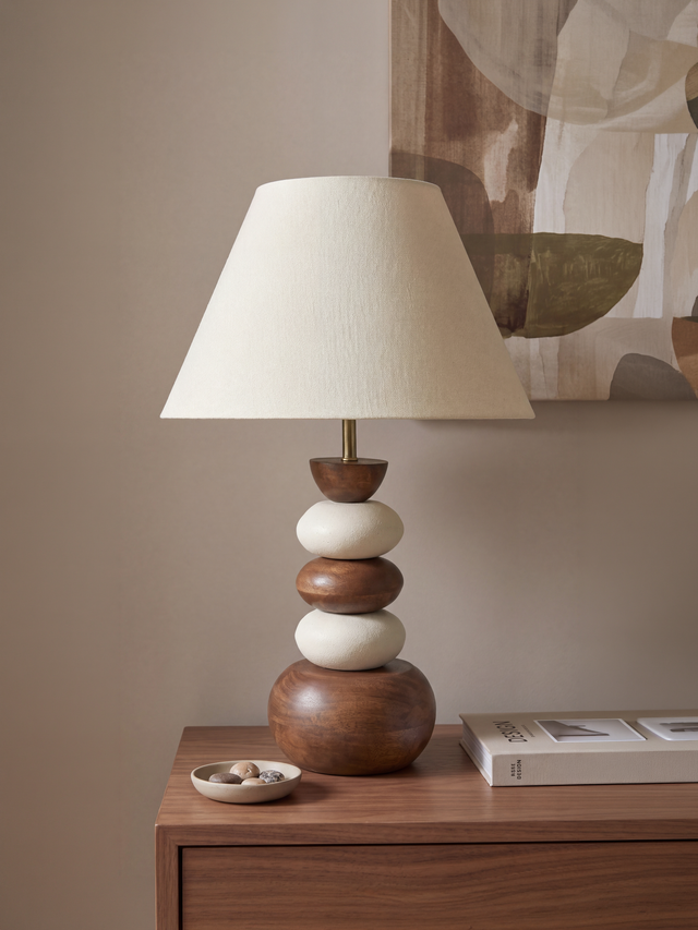 Virginia Cotton Lampshade with Pebble Base