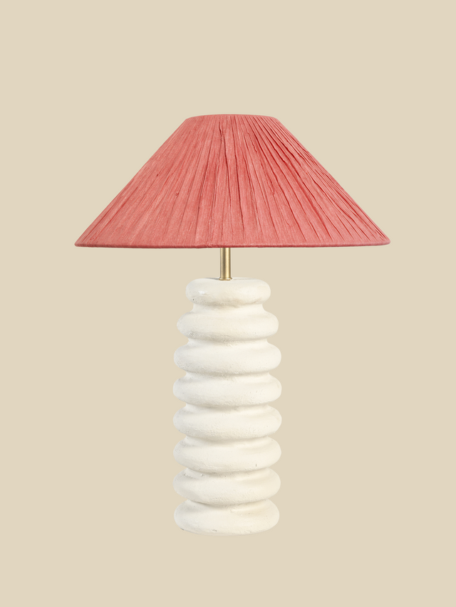 Charlotte Raffia Lampshade with Sora Paper Mache Sculptural Lamp Base