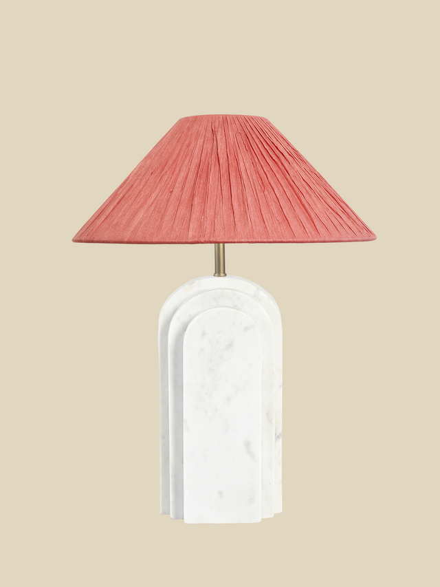 Charlotte Raffia Lampshade with Arko Marble Geometric Lamp Base