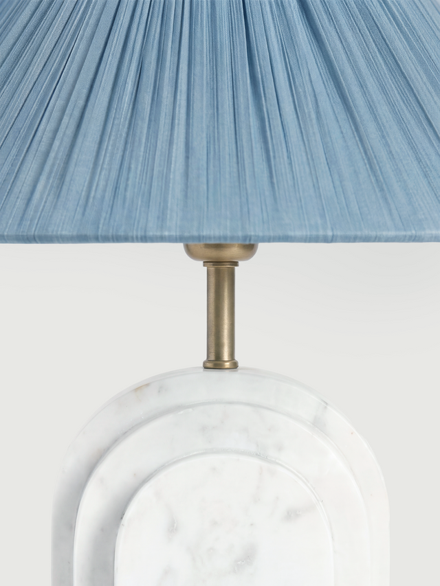 Luisa Raffia Lampshade with Geometric Marble Base