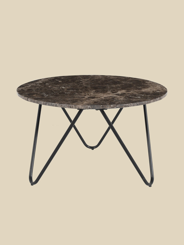 Aiden Marble Coffee Table - Black Base