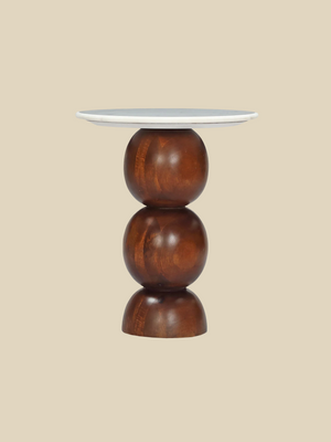 Denis White Marble Side Table