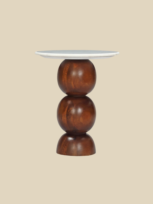 Denis White Marble Side Table