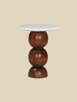 Denis White Marble Side Table