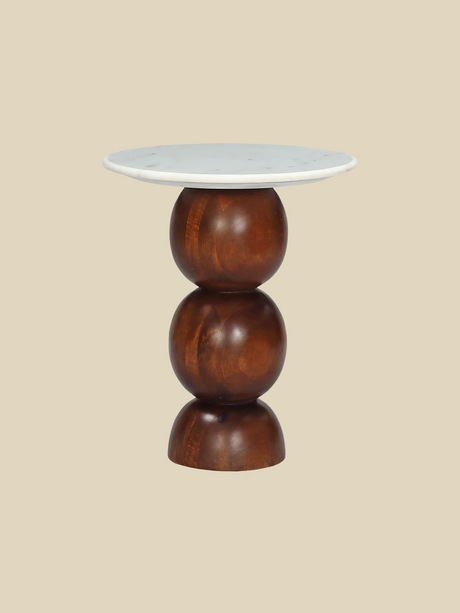 Denis White Marble Side Table