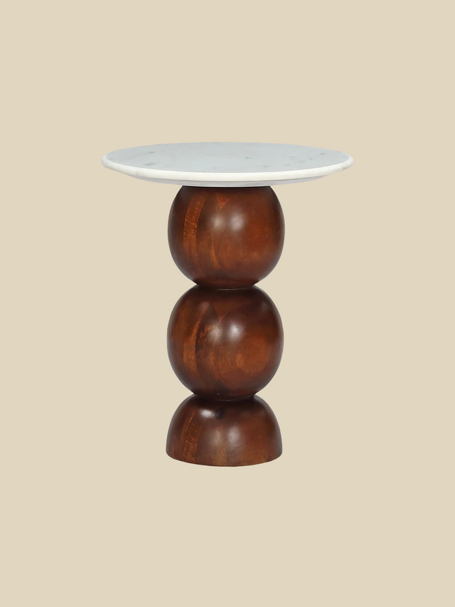 Denis White Marble Side Table