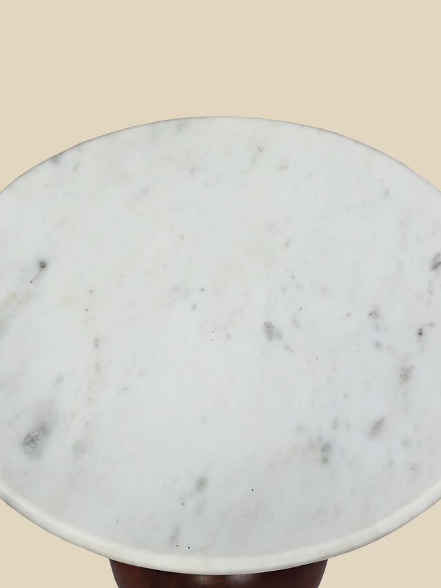Denis White Marble Side Table