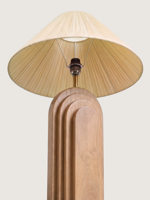 Nicola Raffia Lampshade with Geometric Mango Wood Base
