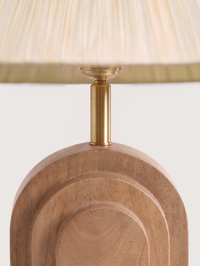 Nicola Raffia Lampshade with Geometric Mango Wood Base