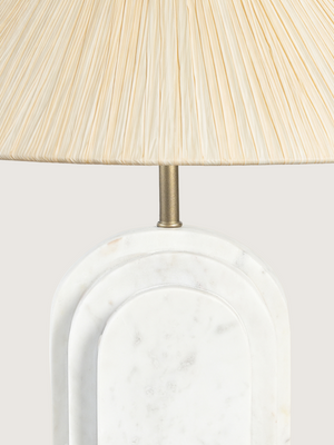 Nicola Raffia Lampshade with Geometric Marble Base