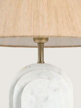 Olivia Raw Silk Lampshade with Geometric Marble Base