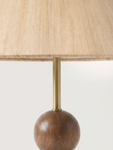 Olivia Raw Silk Lampshade with Mango Wood & Marble Dome Base