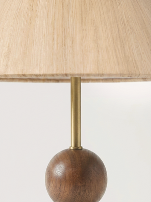 Olivia Raw Silk Lampshade with Mango Wood & Marble Dome Base