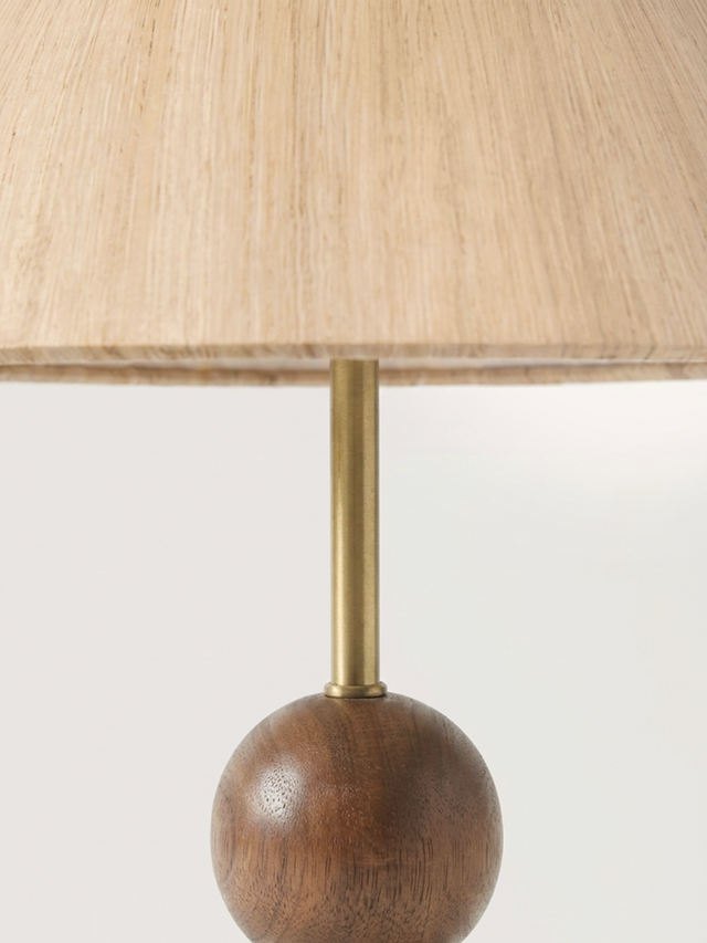 Olivia Raw Silk Lampshade with Mango Wood & Marble Dome Base