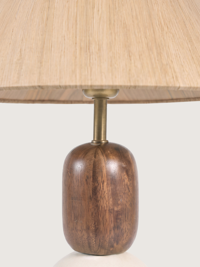 Olivia Raw Silk Lampshade with Mini Pebble Base