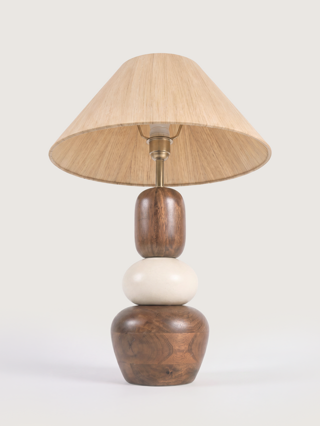 Olivia Raw Silk Lampshade with Mini Pebble Base