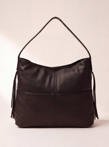 Kira Leather Hobo Tote Bag - Cacao