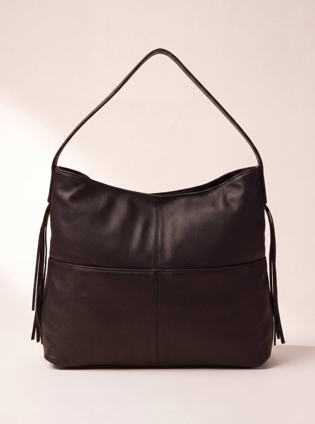 Kira Leather Hobo Tote Bag - Cacao