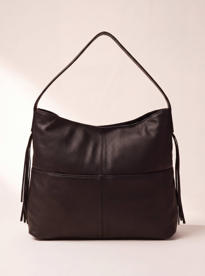Kira Leather Hobo Tote Bag - Cacao