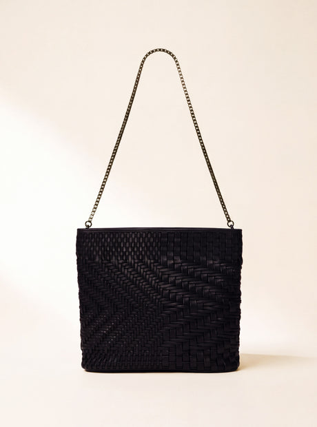 Baker Woven Leather Pochette - Black