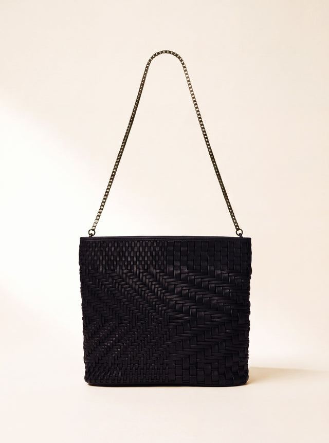 Baker Woven Leather Pochette - Black
