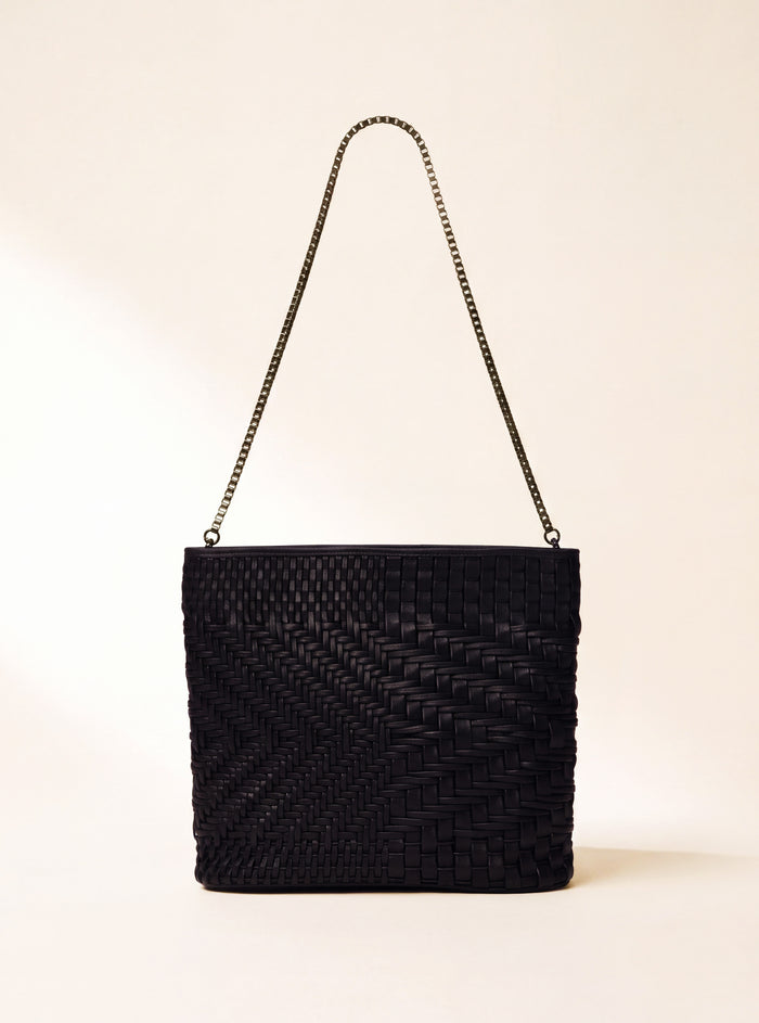 Baker Woven Leather Pochette - Black