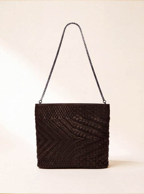 Baker Woven Leather Pochette - Walnut