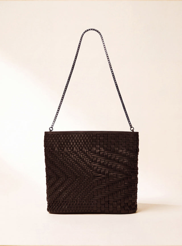 Baker Woven Leather Pochette - Walnut