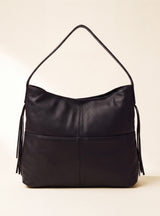 Kira Leather Hobo Tote Bag - Black
