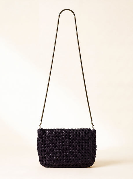 Posh Woven Leather Clutch Bag - Black