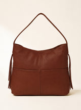 Kira Leather Hobo Tote Bag - Cognac