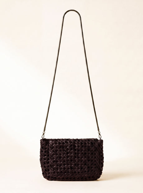 Posh Woven Leather Clutch Bag - Walnut