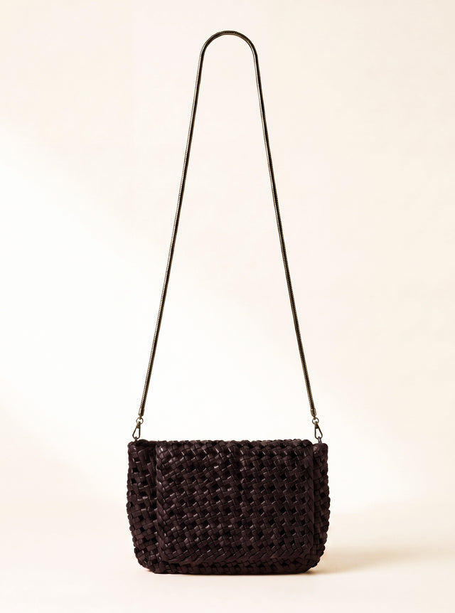 Posh Woven Leather Clutch Bag - Walnut