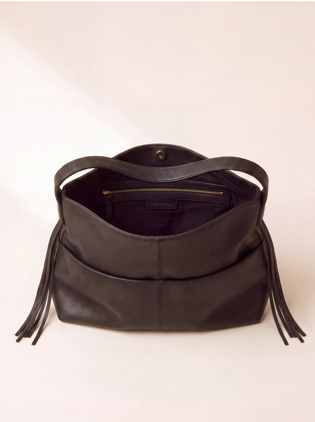 Kira Leather Hobo Tote Bag - Cacao