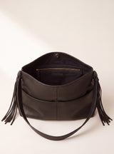 Kira Leather Hobo Tote Bag - Cacao