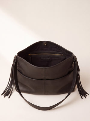 Kira Leather Hobo Tote Bag - Cacao