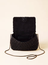 Posh Woven Leather Clutch Bag - Black