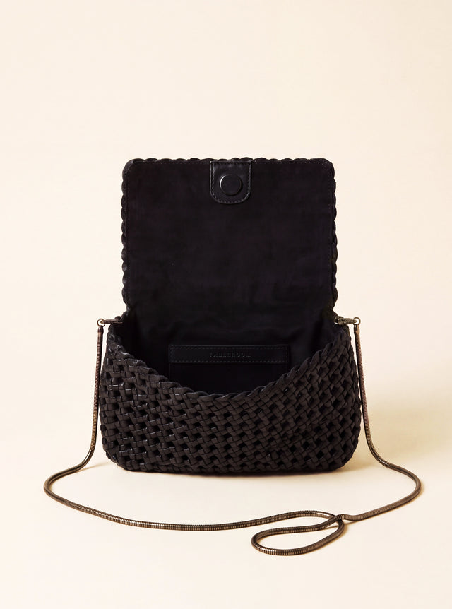 Posh Woven Leather Clutch Bag - Black