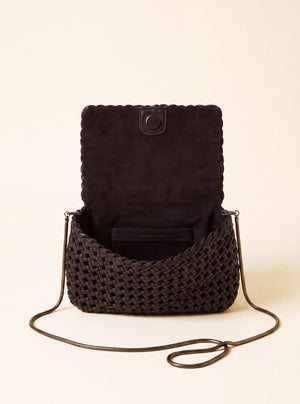 Posh Woven Leather Clutch Bag - Walnut
