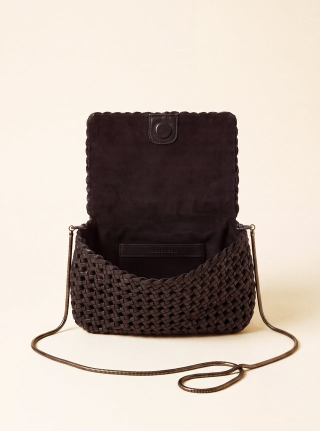 Posh Woven Leather Clutch Bag - Walnut