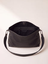 Zoey Leather Hobo Tote Bag - Black
