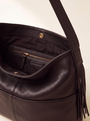 Kira Leather Hobo Tote Bag - Cacao