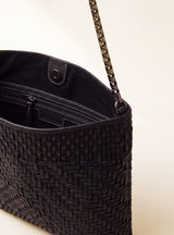 Baker Woven Leather Pochette - Black