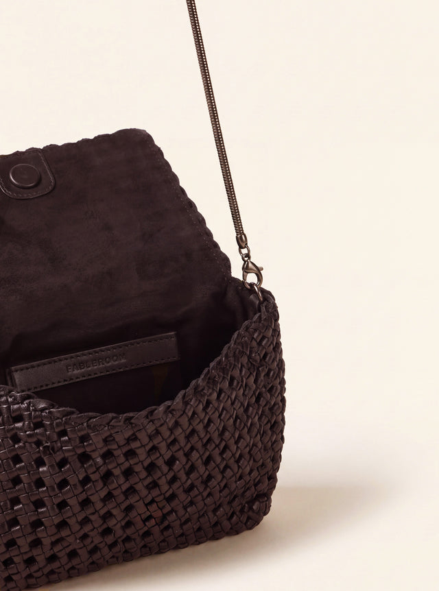 Posh Woven Leather Clutch Bag - Walnut